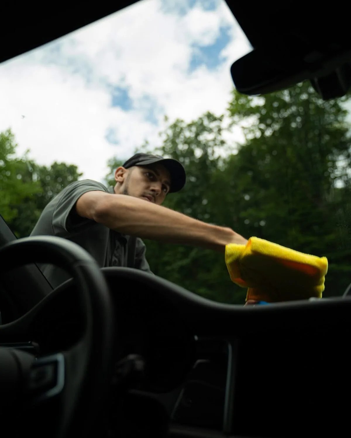 Kevin detailing a vehicle interior at Fafa's Auto Spa